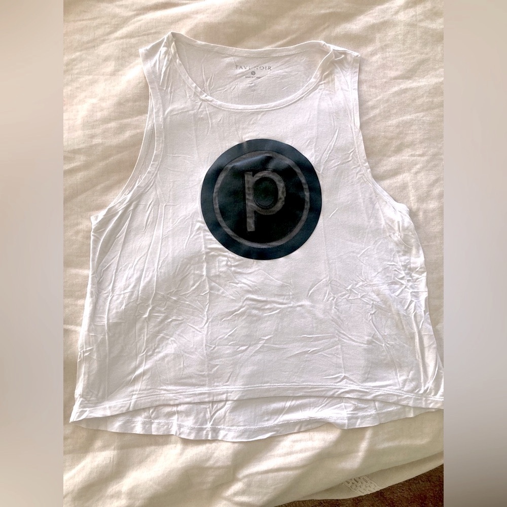 Pure Barre Circle P Tank with Faux Leather Detail, Size S
